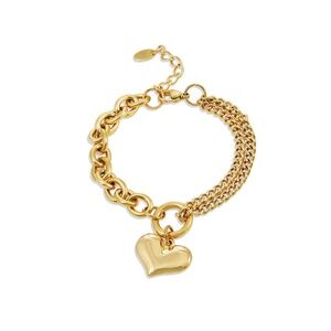 Savvy Cie 18K Plated Heart Bracelet 6” w/1” Extender - New